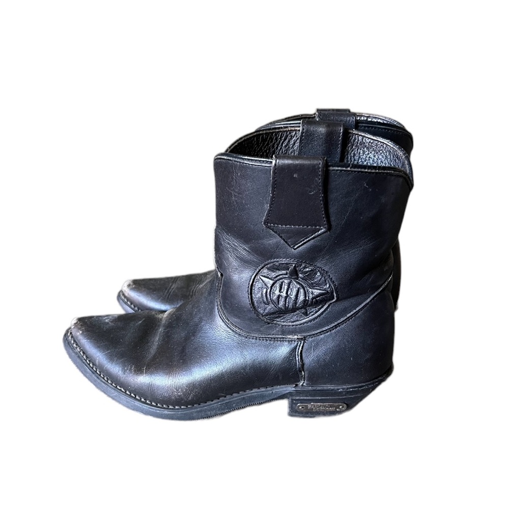 Harley-Davidson Women’s Black 80’s Pointed Toe Ankle Cowboy Boot Block Heel Sz 7